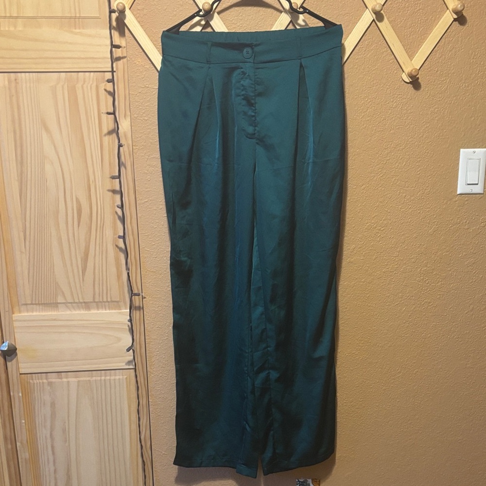 Green Satin Pants